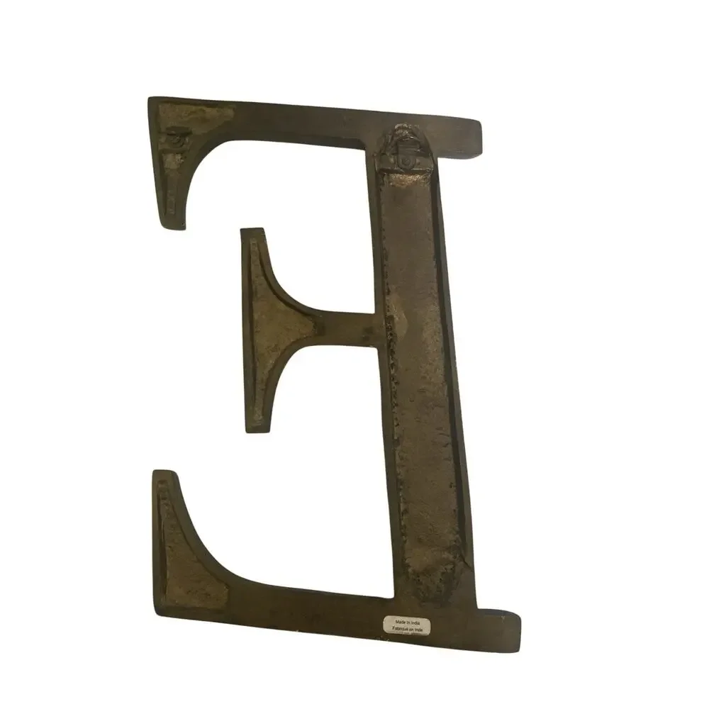 Brass/Metal Letter E 3D Wall Plaque 3.75